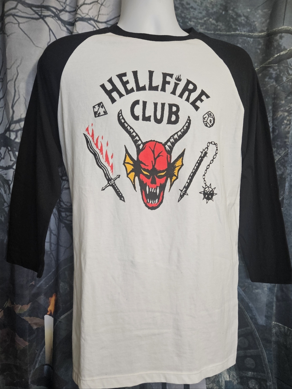 Stranger Things Hellfire Club  Raglan Baseball Tee